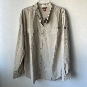 NWT, Eddie Bauer shirt men’s outdoor button up shirt size 2 tan cream size 2X